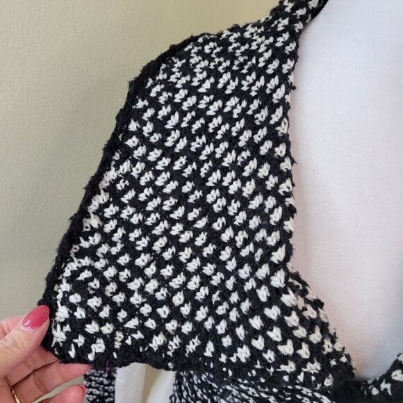 Anthropologie Sparrow Moto Style Sweater Black Ivory Zipper Women's Size XS - Picture 11 of 15